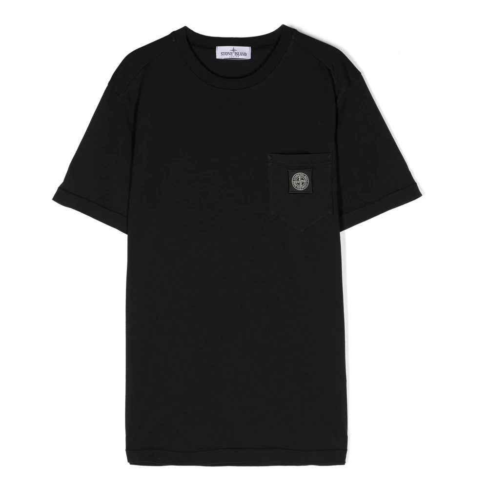 Stone Island Zwarte Jersey T-shirt met Zak Black Heren