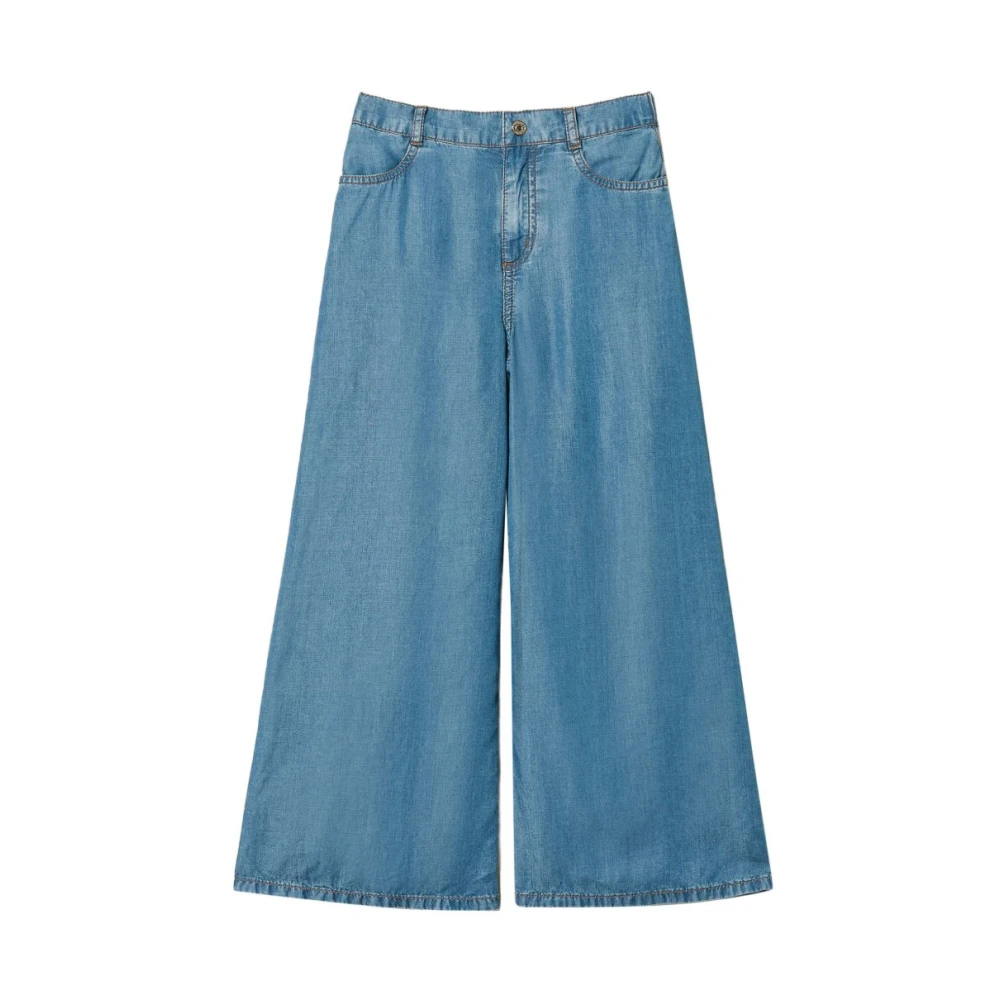 Twinset Girls Blue Jeans, 8 Y, Denim Chambray Cropped Jeans