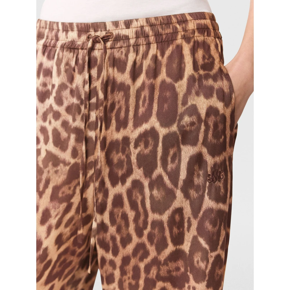 Stella Mccartney Bruine Elastische Trekkoordbroek met Logo Brown Dames