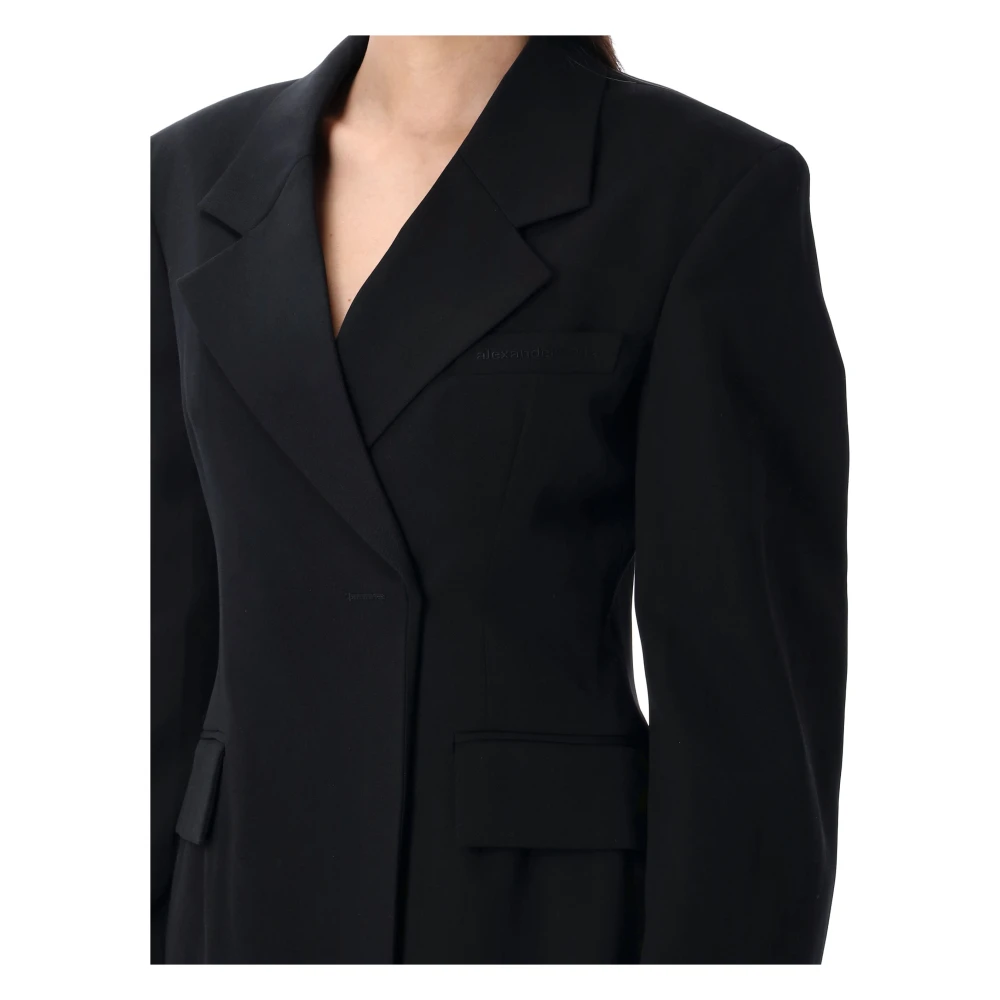 alexander wang Zwarte Asymmetrische Blazer Minijurk Black Dames
