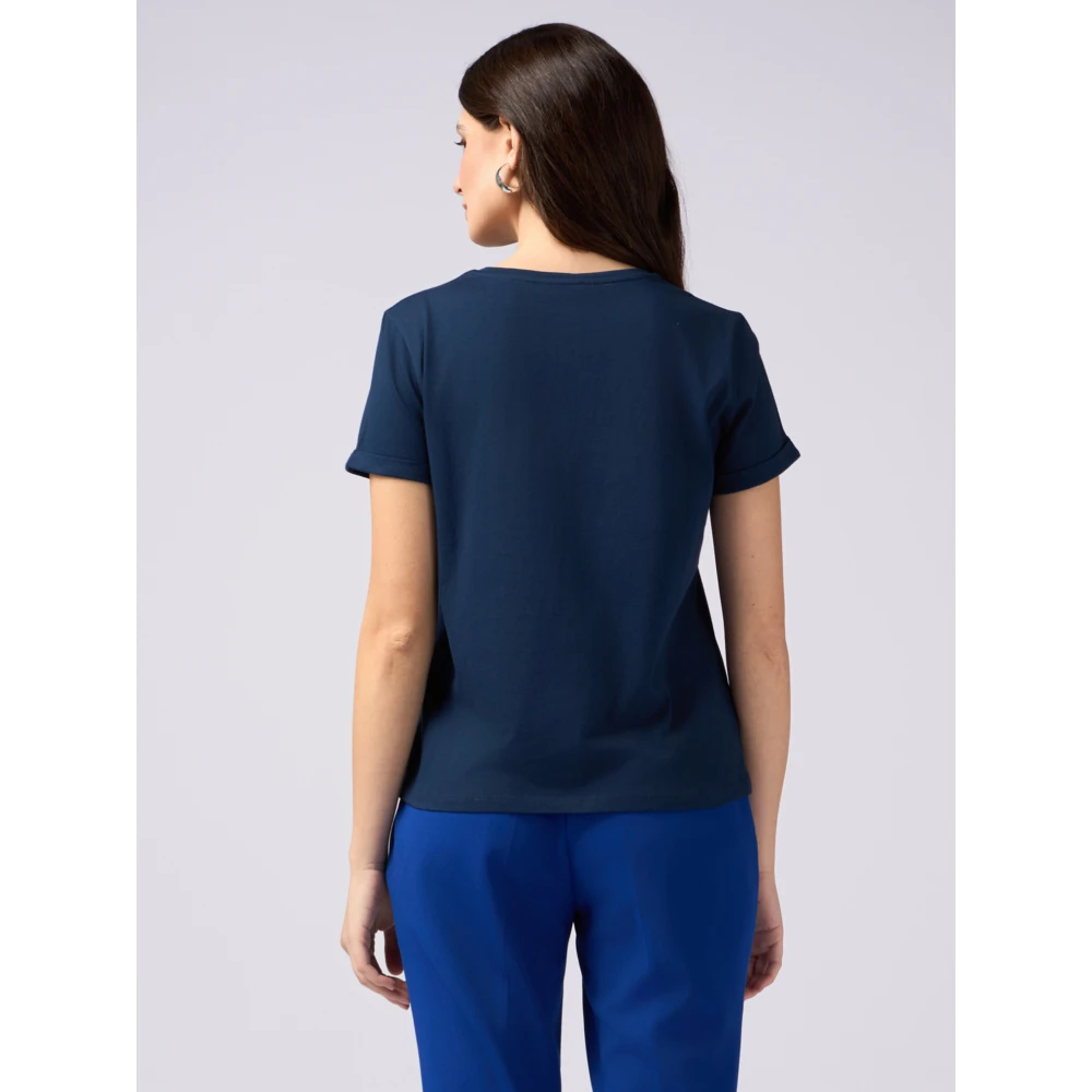 Oltre T-shirt in jersey met sieradenapplicatie Blue Dames