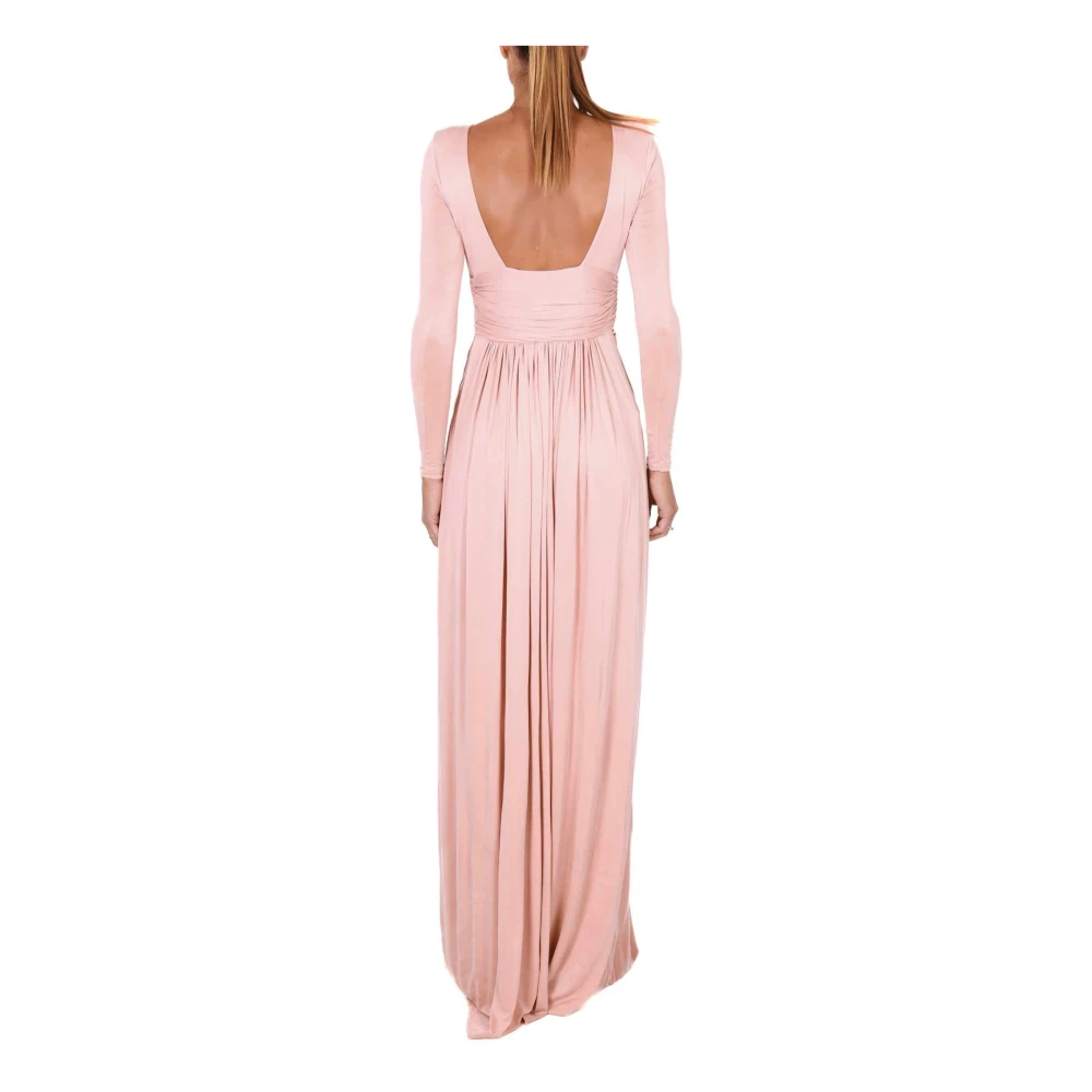 Elisabetta Franchi Elegante Lange Jurk met Achteropening Pink Dames