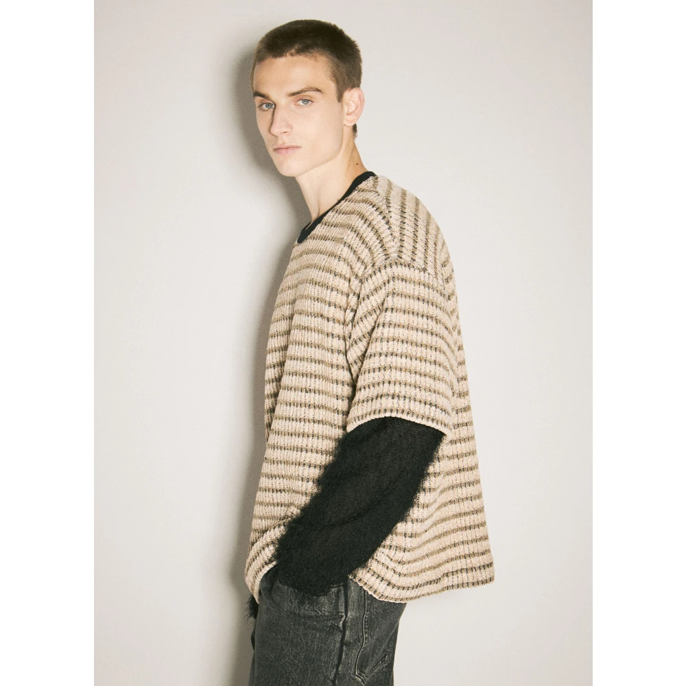 Song for the Mute Fuzzy Sleeve Double-Layered Sweater Beige Heren
