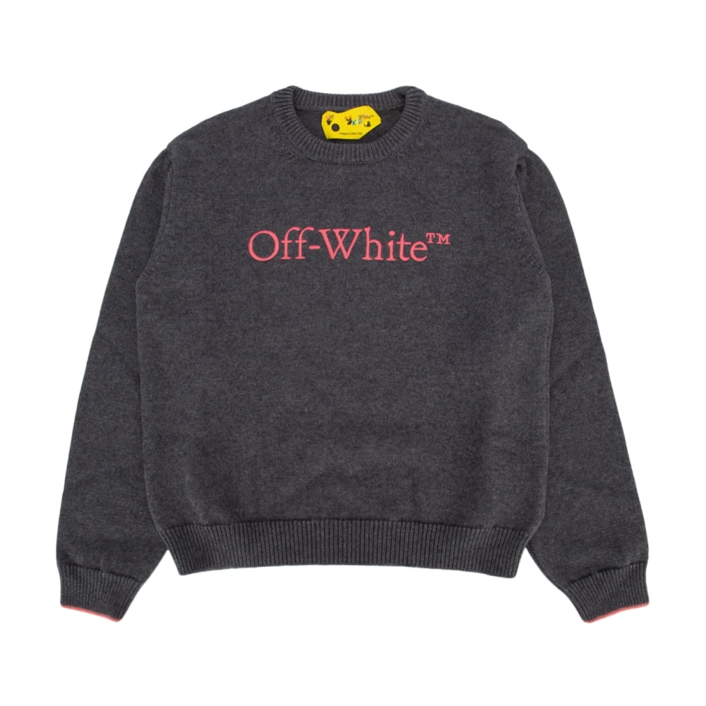 Off White Bokig Stickad Tröja Grå Rosa Gray, Unisex