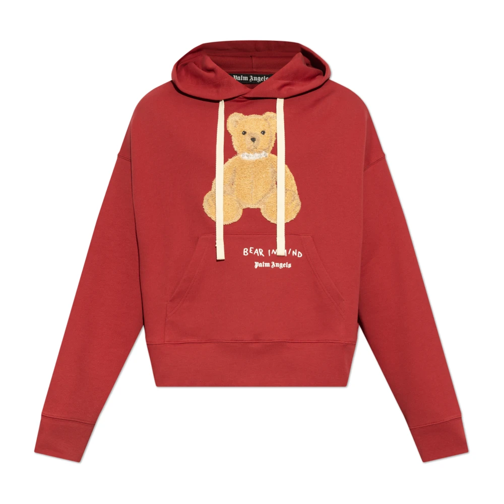 Palm Angels Bear In Mind Applique Hoodie Red Heren