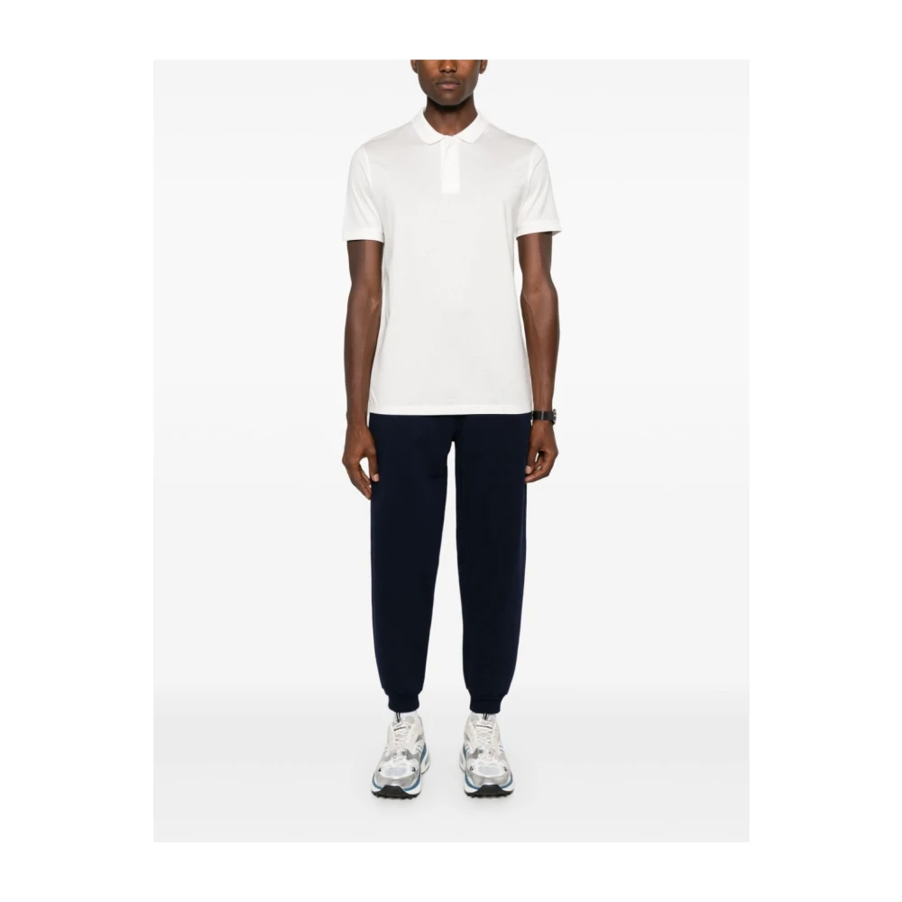 Emporio Armani Witte Jersey Textuur Poloshirt White Heren