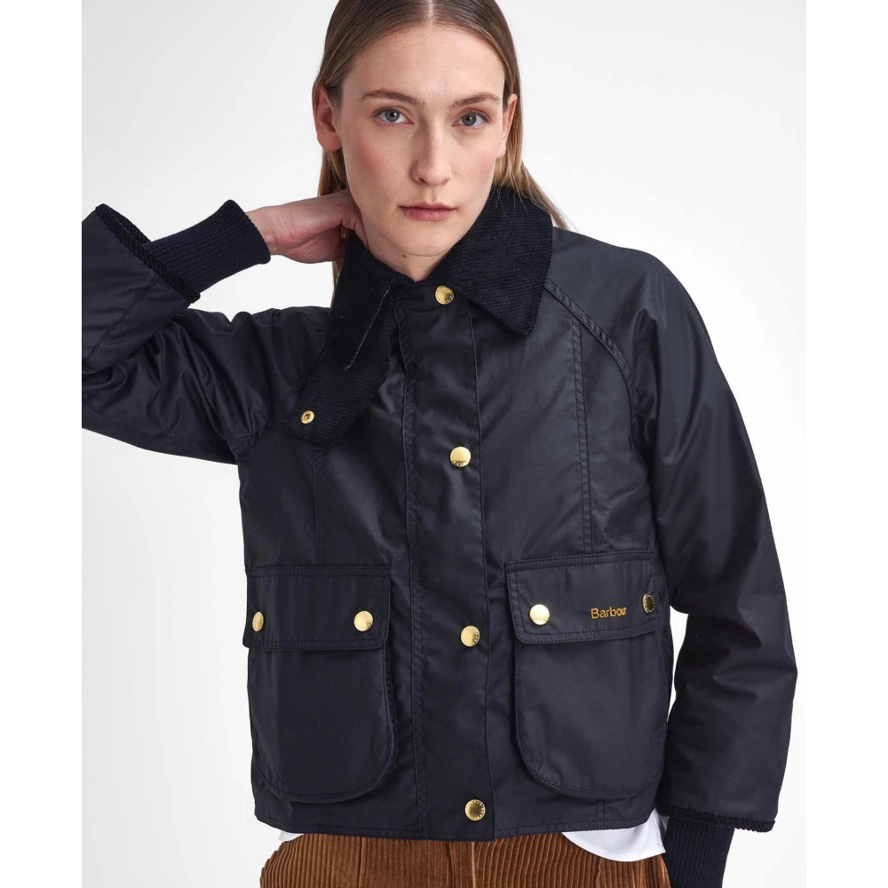 Barbour Cropped Beadnell Gewaxte Jas Blue Dames