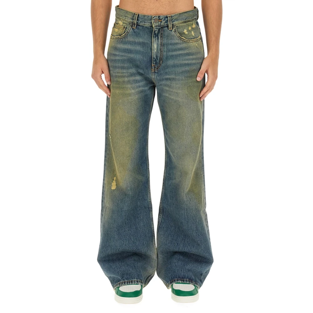 Palm Angels Wijde Bootcut Jeans Blue Heren