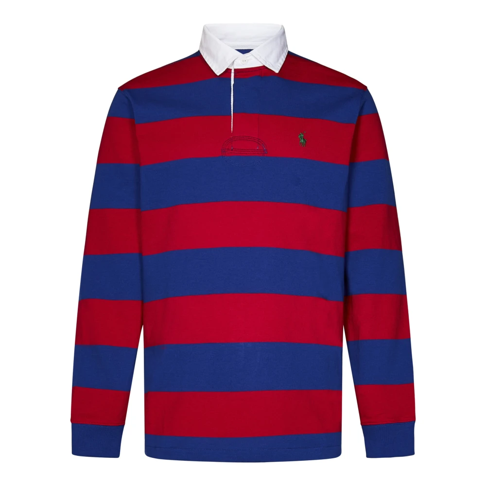 Polo Ralph Lauren Röd Randig Rugby Polo Tröja Multicolor, Herr