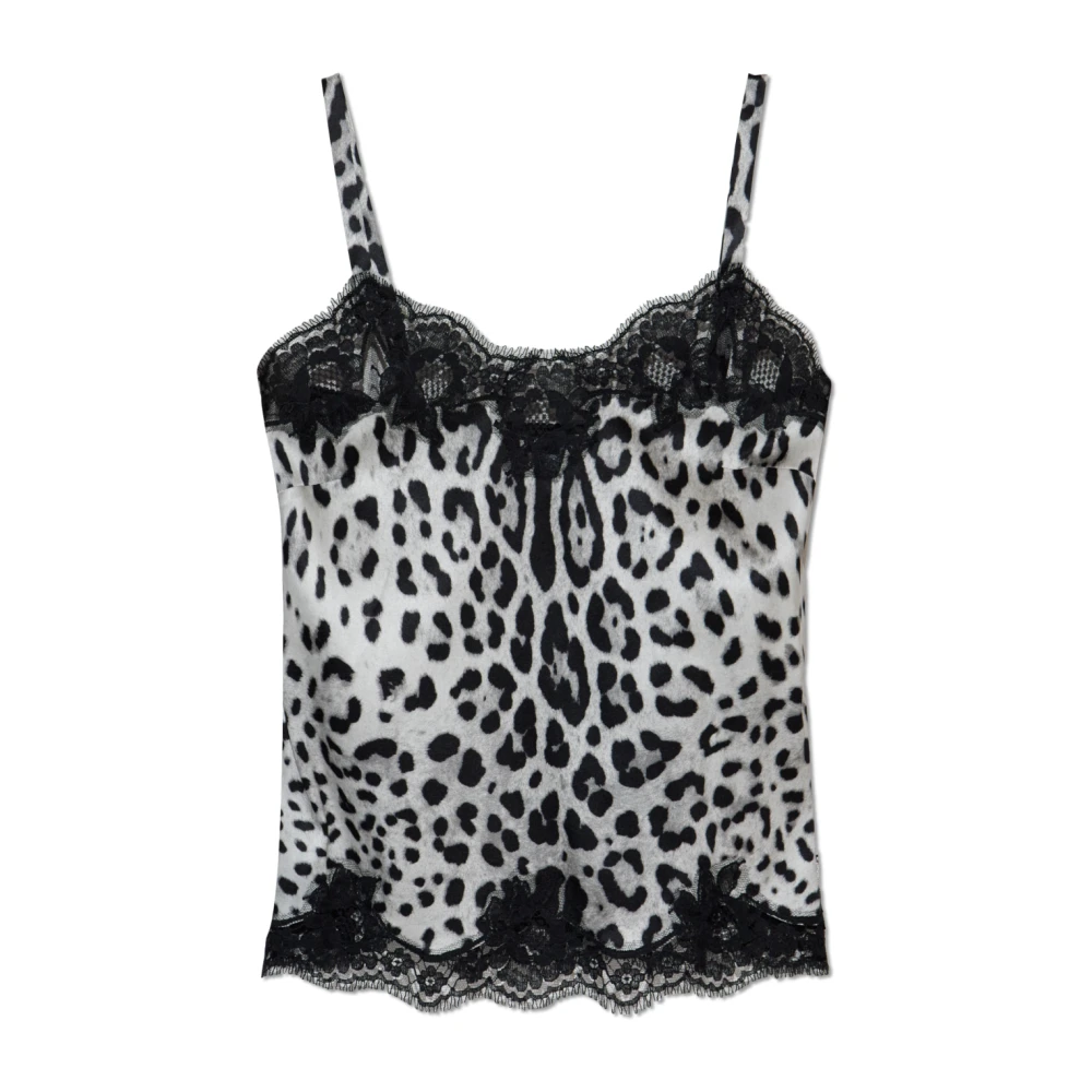 Dolce & Gabbana Zijden top met dierenprint Gray Dames