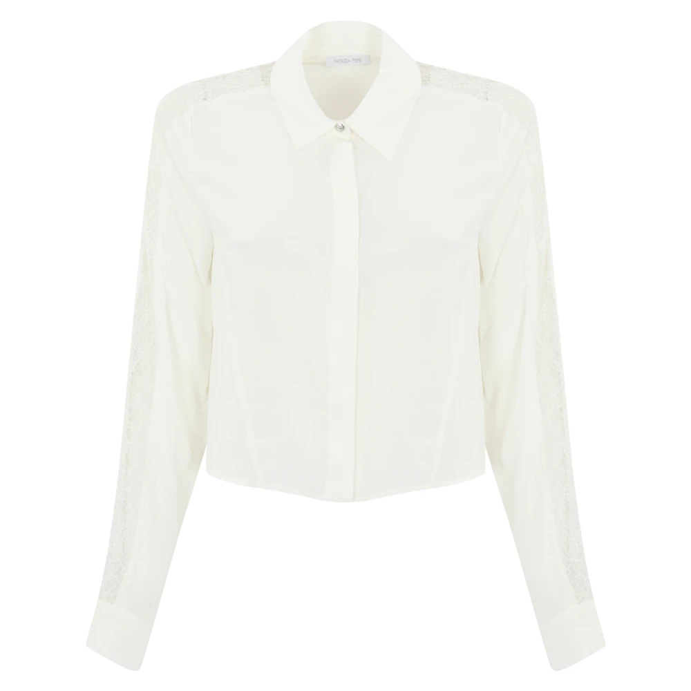 PATRIZIA PEPE Witte kanten detail viscose overhemd White Dames