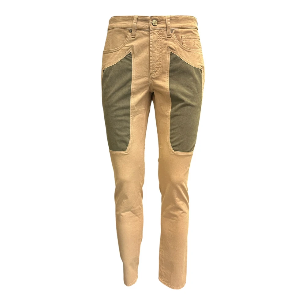 Jeckerson Beige Slim Jeans met Alcantara Patches Beige Heren