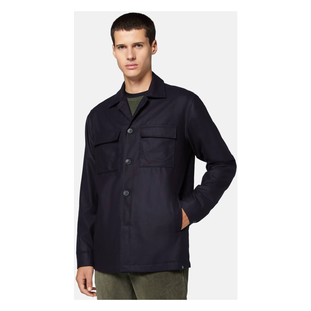 Boggi Milano Link Shirt Jacket Blue Heren