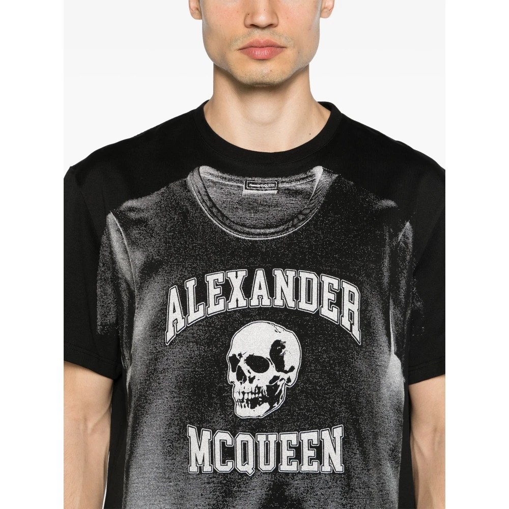 alexander mcqueen Zwart Logo Print Katoenen T-shirt Black Heren