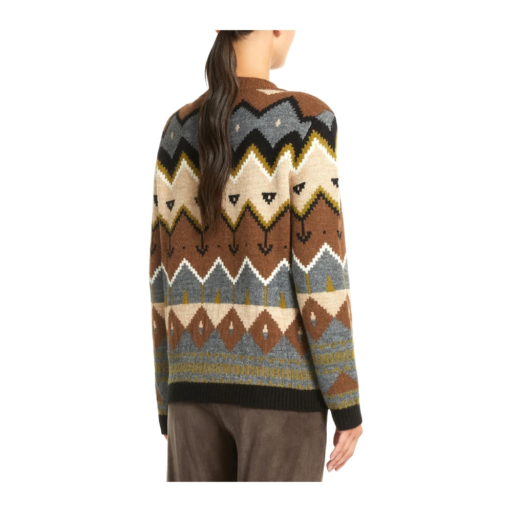 Max Mara Bruine Jacquard Trui Multicolor Dames