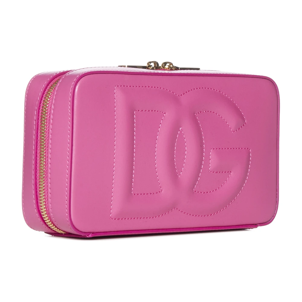 Dolce & Gabbana Roze leren schoudertas met logo Purple Dames