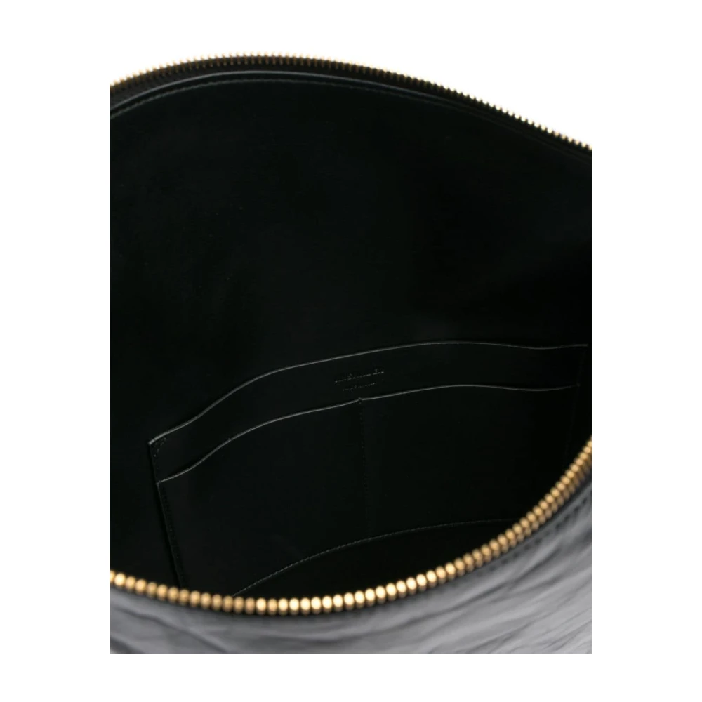 Jil Sander Zwarte leren maan schoudertas Black Dames
