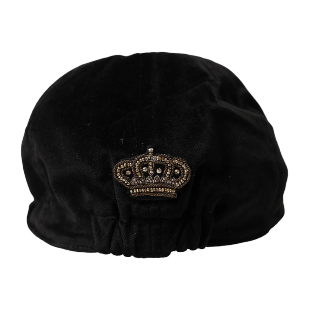 Dolce & Gabbana Zwarte Katoenen Newsboy Cap Black Heren