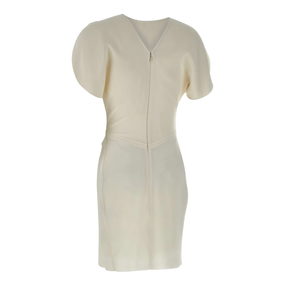 Victoria Beckham Witte Crepe Jurk met Ruches White Dames