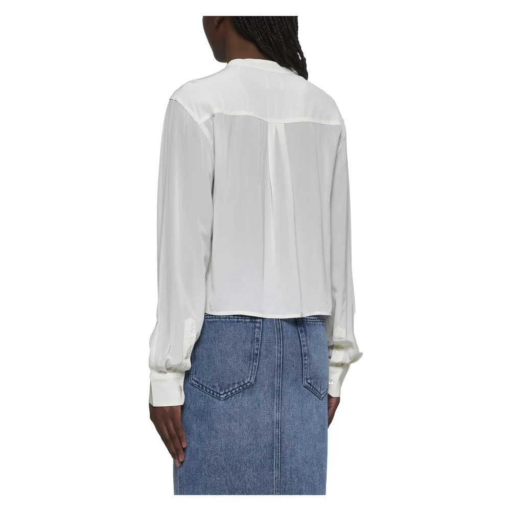 Isabel marant Mandarijn Kraag Ivoor Blouse met Plooien Beige Dames