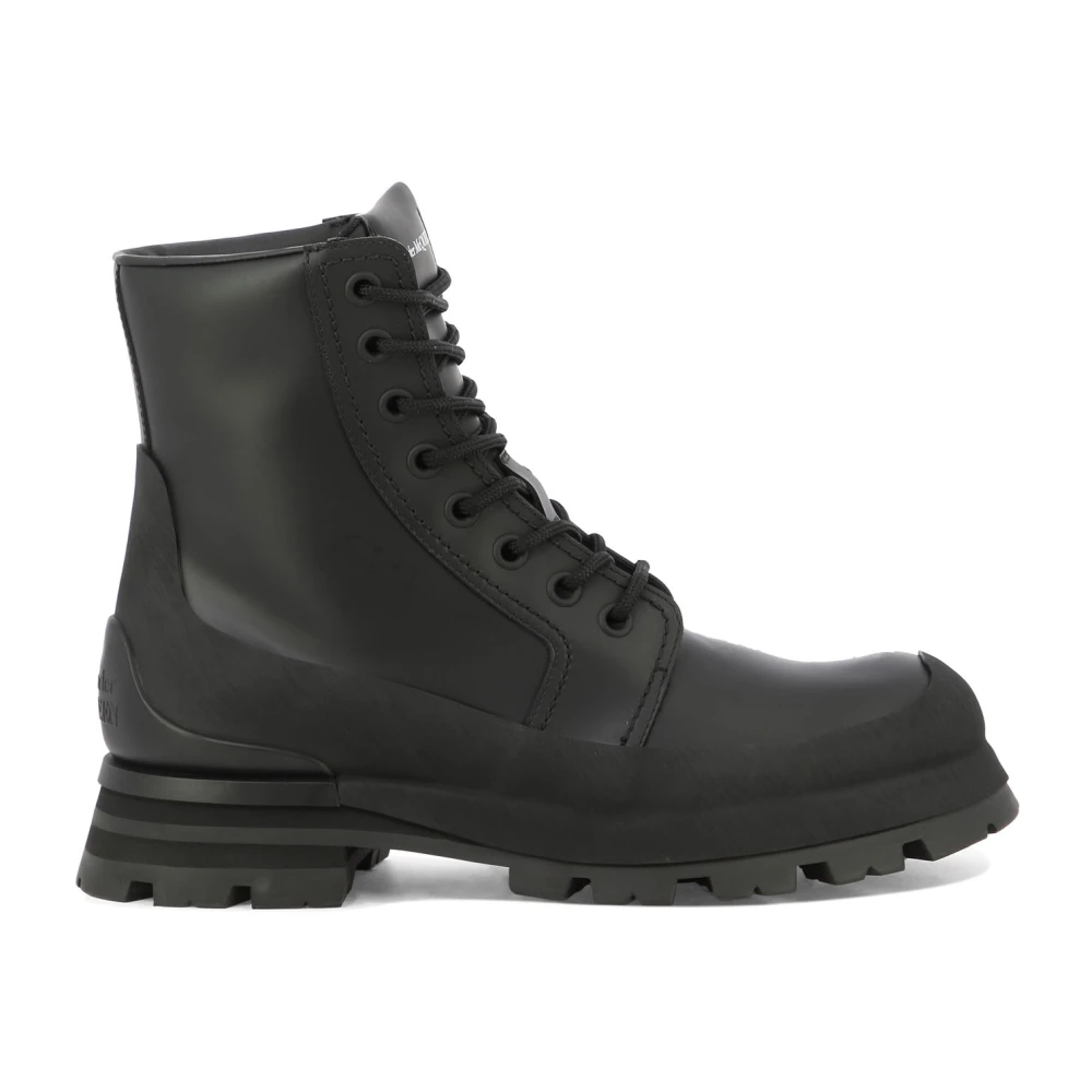Alexander Mcqueen Men's Black Lace-Up Boots, 6 Uk, Wander Ankle Boots