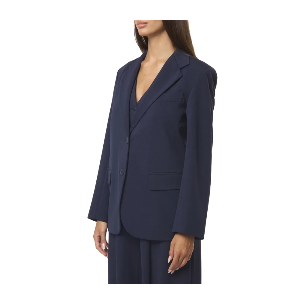 Max Mara Weekend Blauwe Katoenen Jersey Blazer Blue Dames