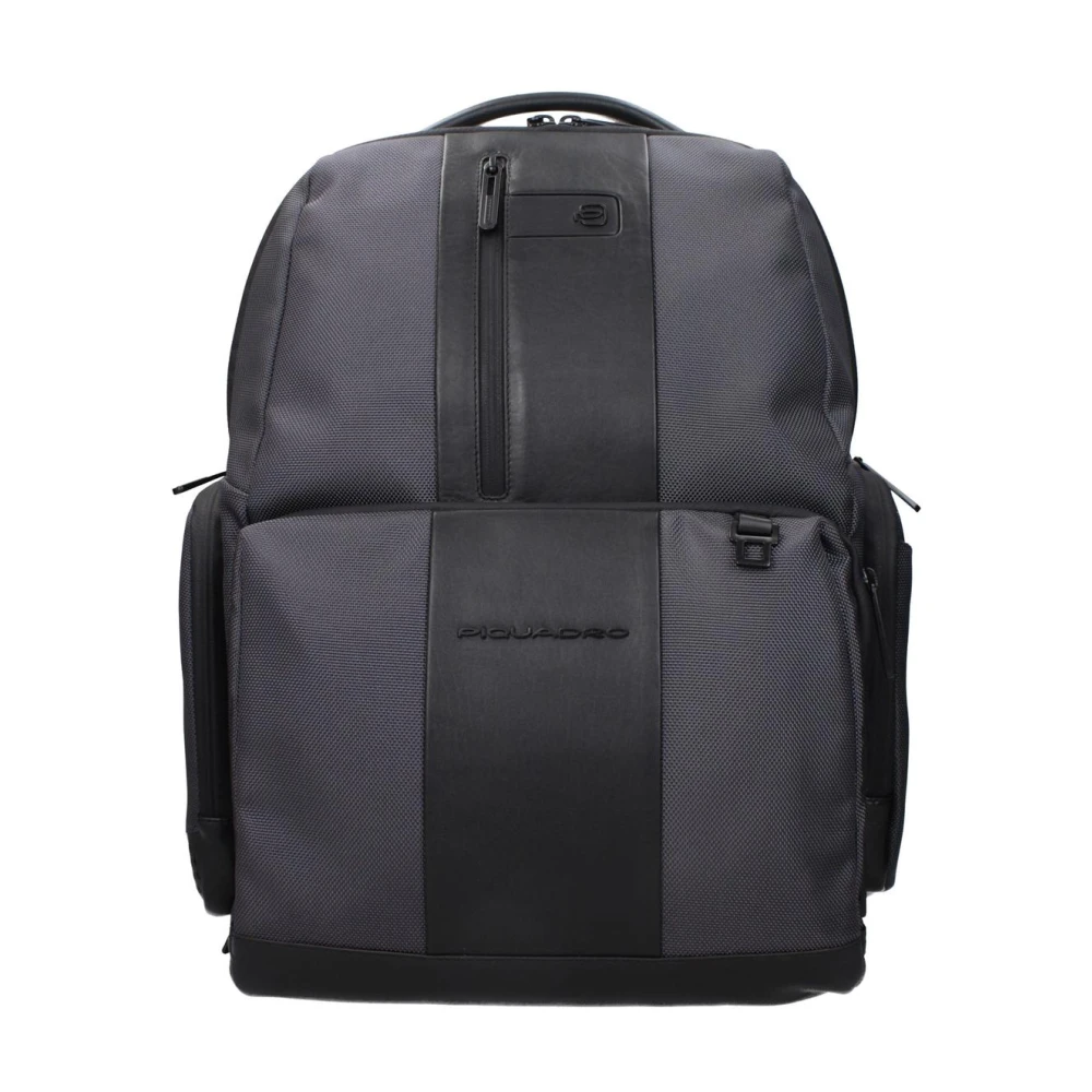 Piquadro Men's Gray Backpacks, One Size, Nylon Backpack With Multiple Compartts And Adjustable Straps