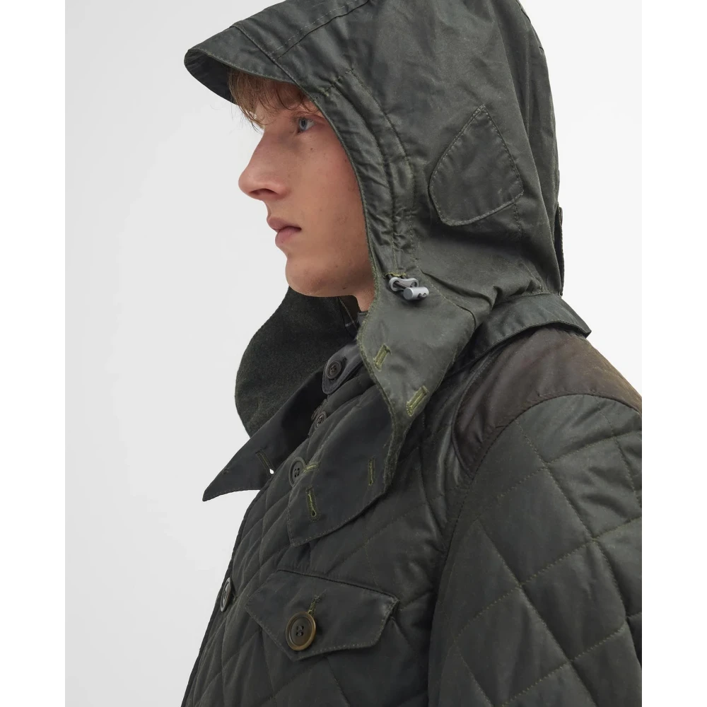 Barbour Gewatteerde Gewaxte Jas in Olijf Green Heren