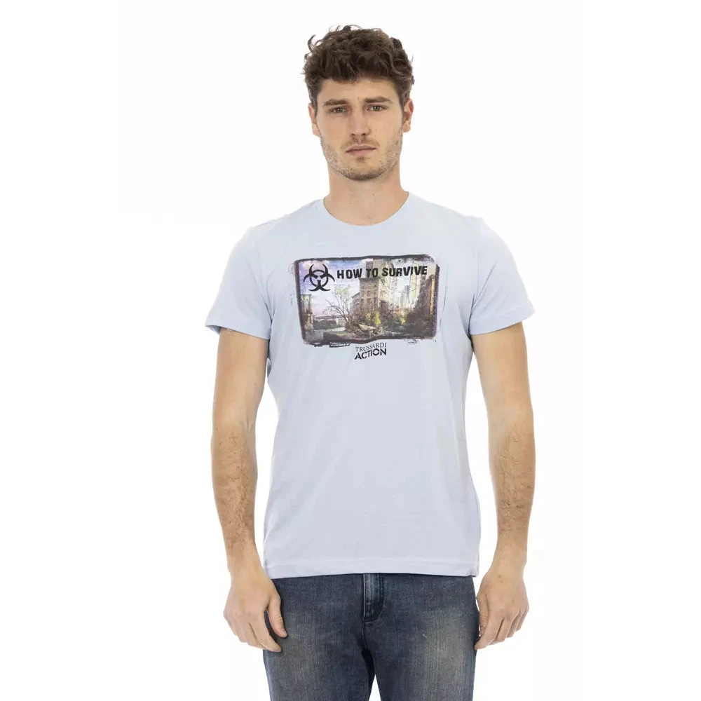 Trussardi Herr Blå Toppar Xl, Bomull, Action T-Shirt