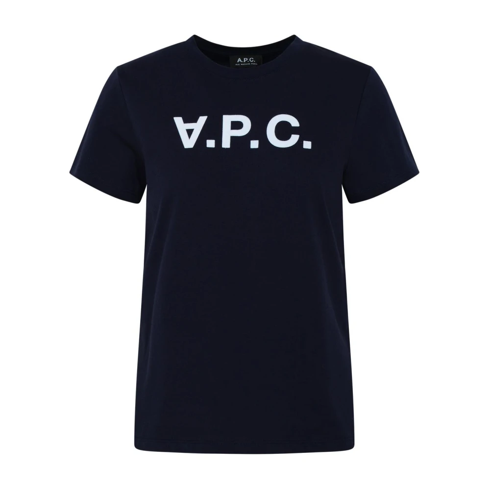 A.p.c. Midnight Blue Jersey Logo T-shirt Black Heren