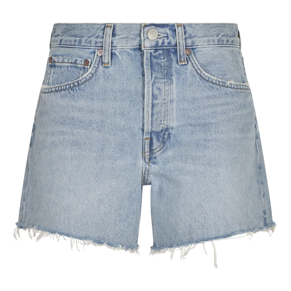 Agolde Lange Parker Denim Shorts Blue Dames