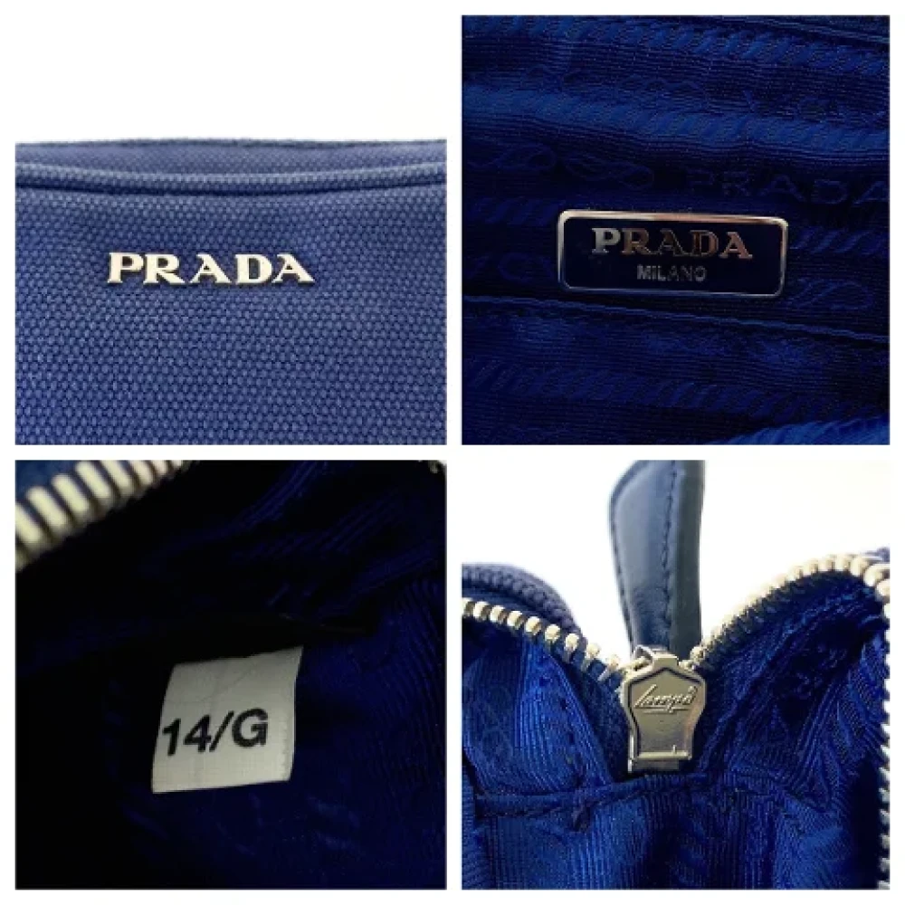 Prada Vintage Pre-owned Canvas clutches Blue Dames