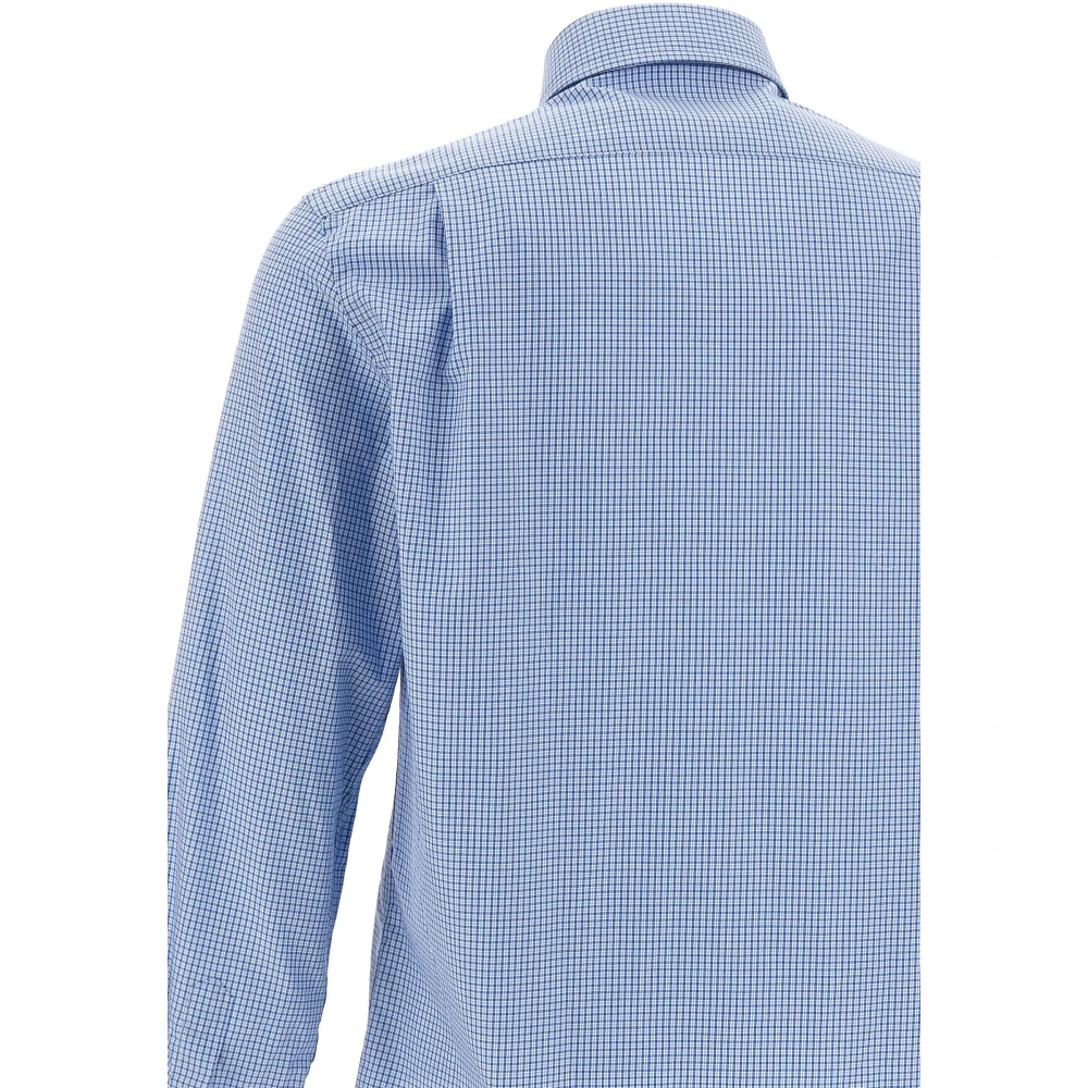 PAUL & SHARK Blauw geruite katoenen overhemd klassieke stijl Blue Heren