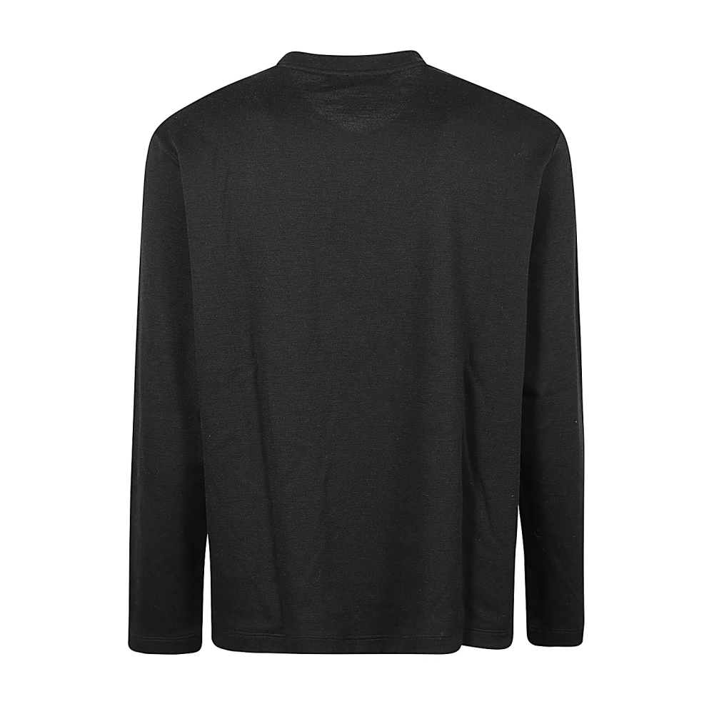 Mauro Grifoni Zwarte wol en katoenen T-shirt Black Heren