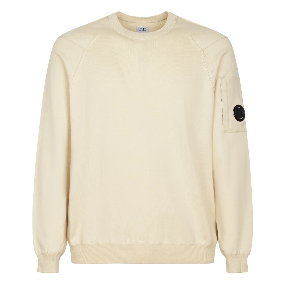 C.p. Company Men's Beige Sweatshirts, L, Cotton Sea Island Crewneck Lens Knit