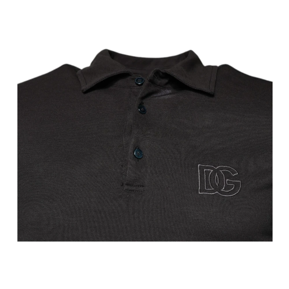 Dolce & Gabbana Polo Shirt met Logo Borduursel in Donkergrijs Gray Heren