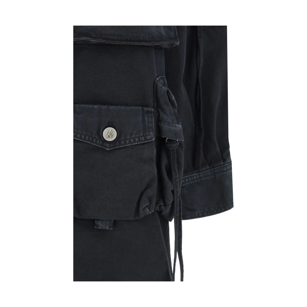 The Attico Denim Fern Coat met bellenmouwen Black Dames