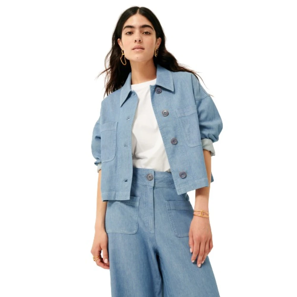Sessun Women's Blue Denim Jackets, Xs, Notteri Overshirt
