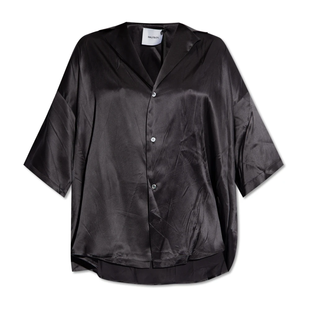 Halfboy Zijden overhemd Black Dames