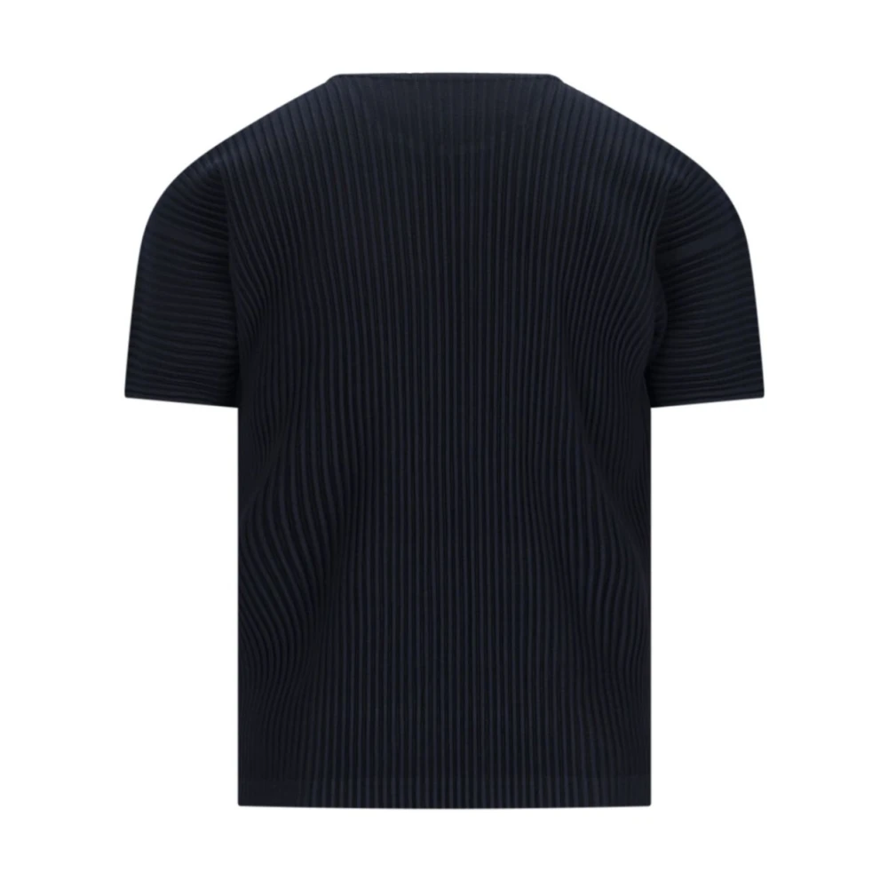 Issey Miyake Navy Blauw Geribbeld Crew Neck T-shirt Blue Heren