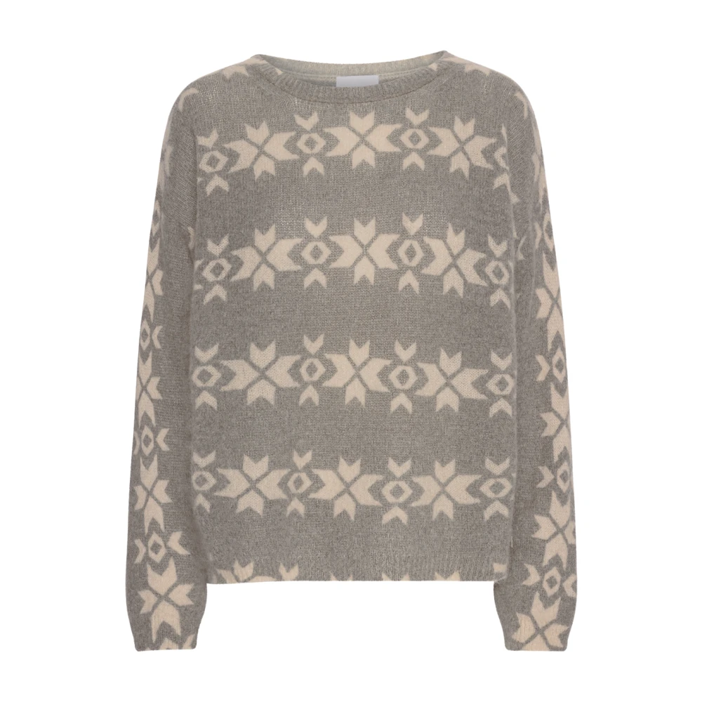 American Dreams Noorse Trui Grijs Met Witte Print Multicolor Dames