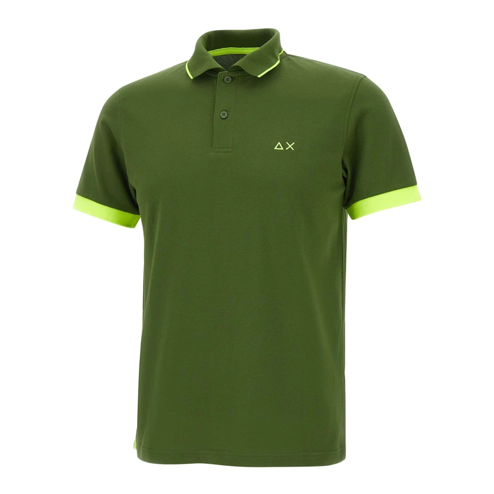 Sun68 Men's Green Stripe Fluo Polo