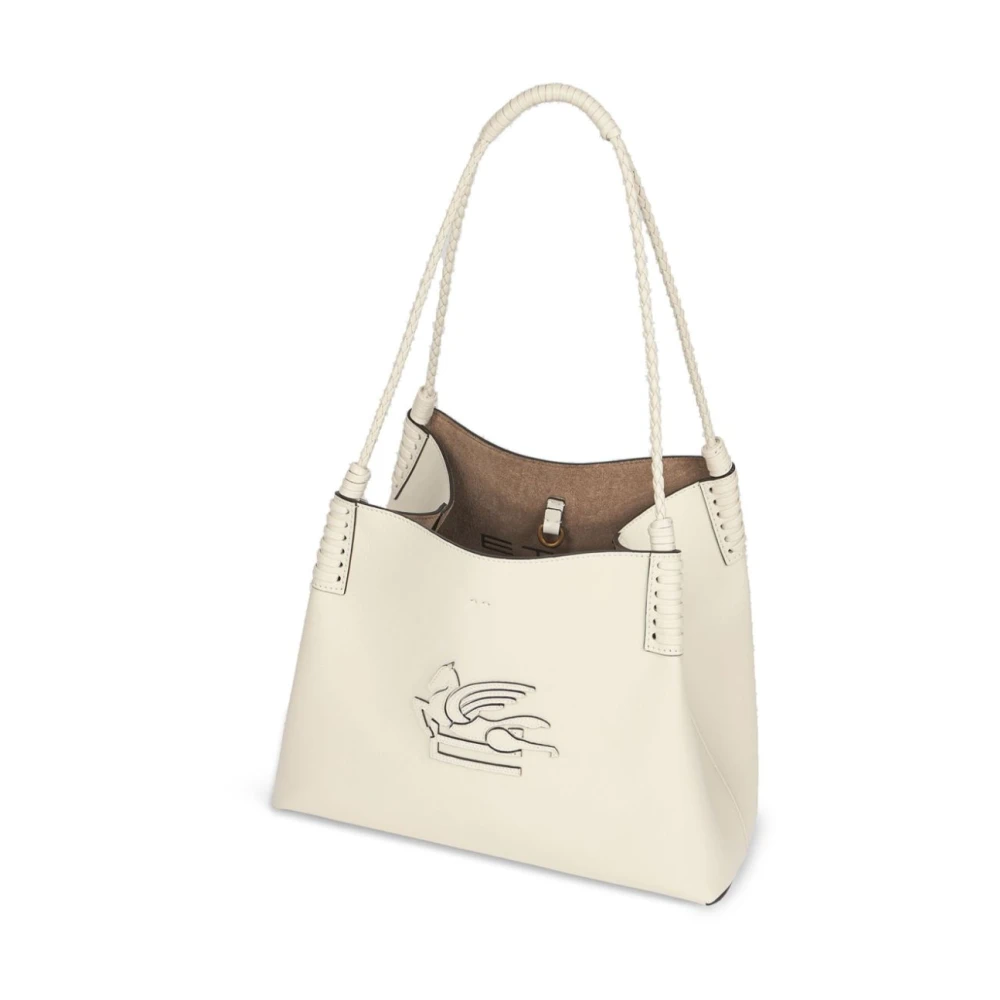 ETRO Witte Geborduurde Logo Leren Tas White Dames
