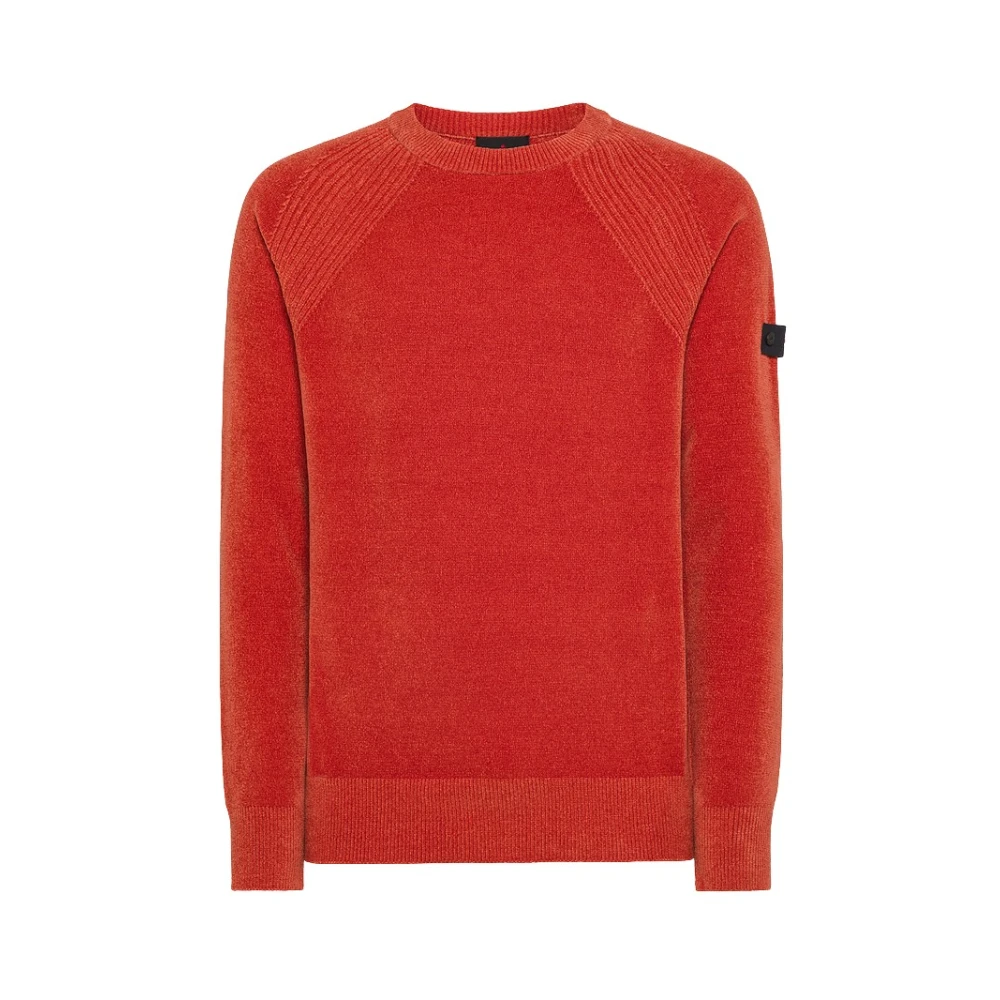 Peuterey Mjuk Stickad Crewneck Tröja med Trilogy Logo Orange, Herr