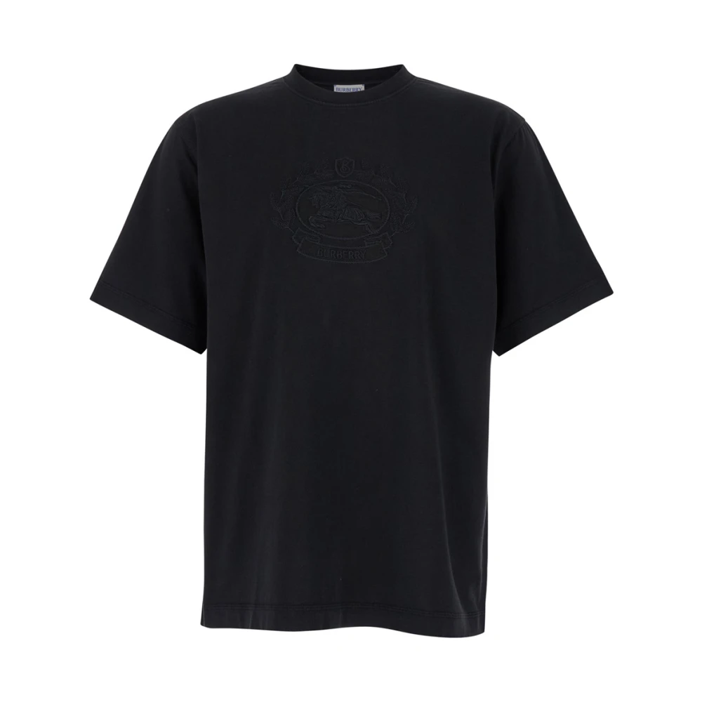 Burberry Paardrijden Geborduurd T-shirt Zwart Black Heren