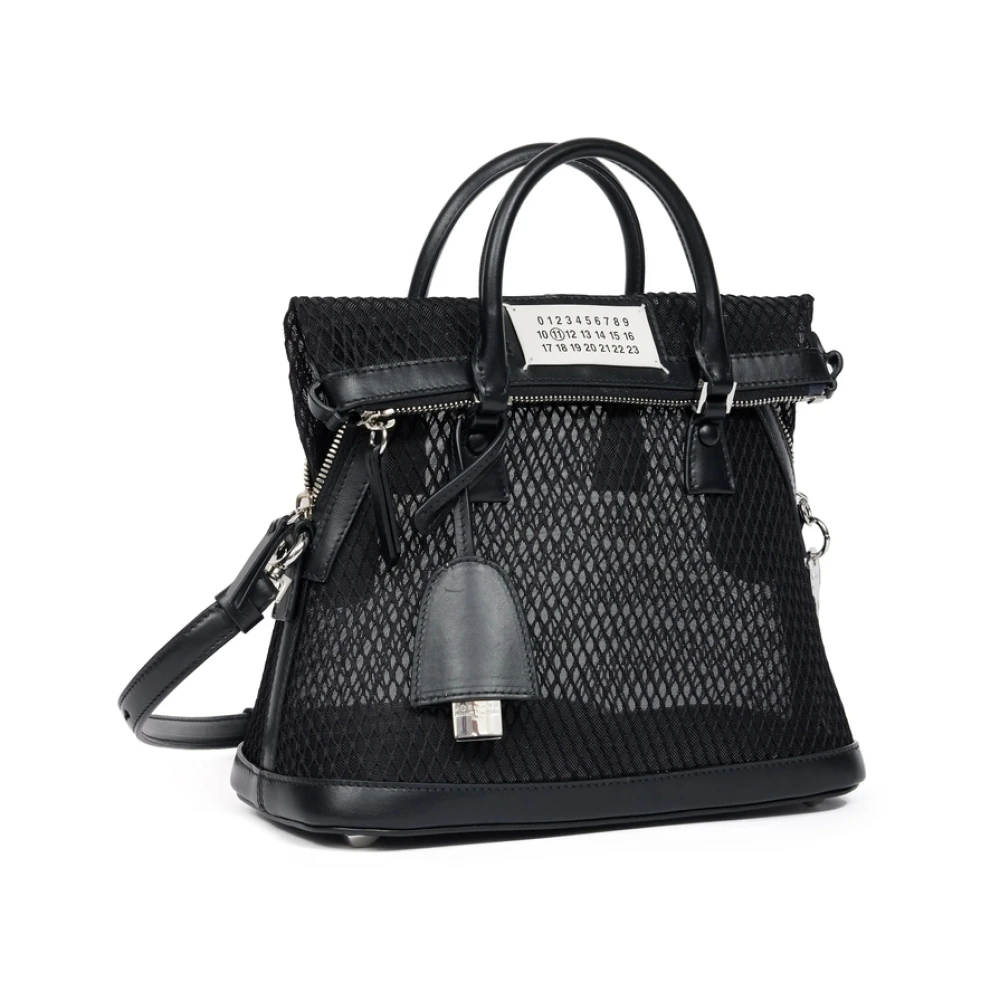 Maison Margiela Zwarte Mesh Design Handtas met Sleutelhanger Black Dames