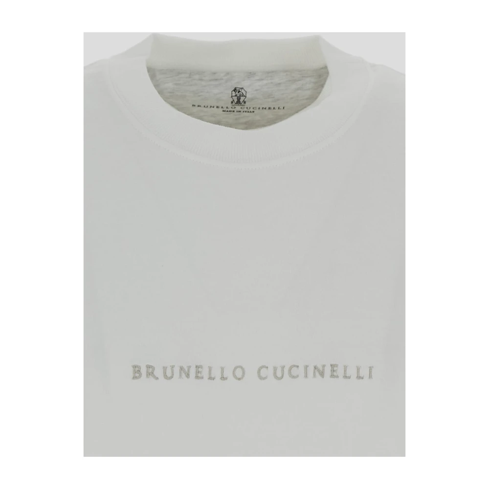 BRUNELLO CUCINELLI Katoenen Logo Sweatshirt White Heren