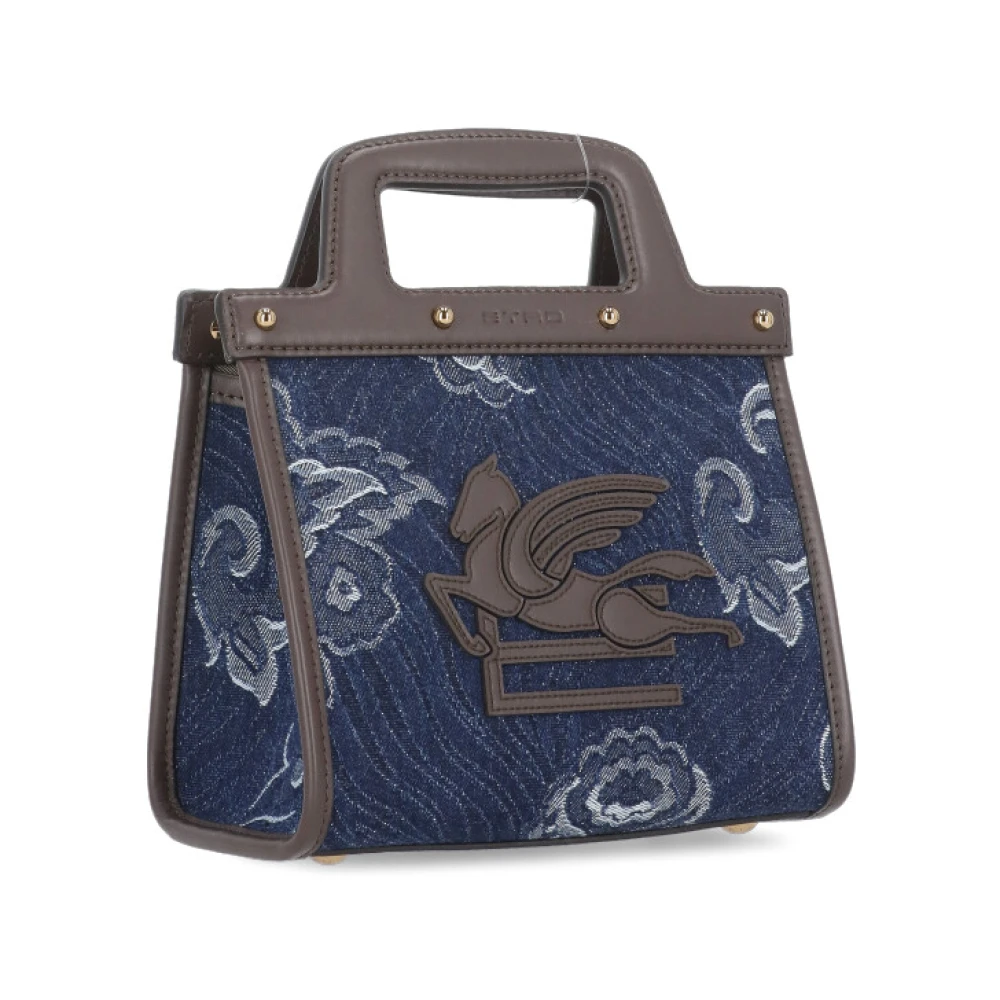 ETRO Blauwe katoenen en leren damestas Blue Dames