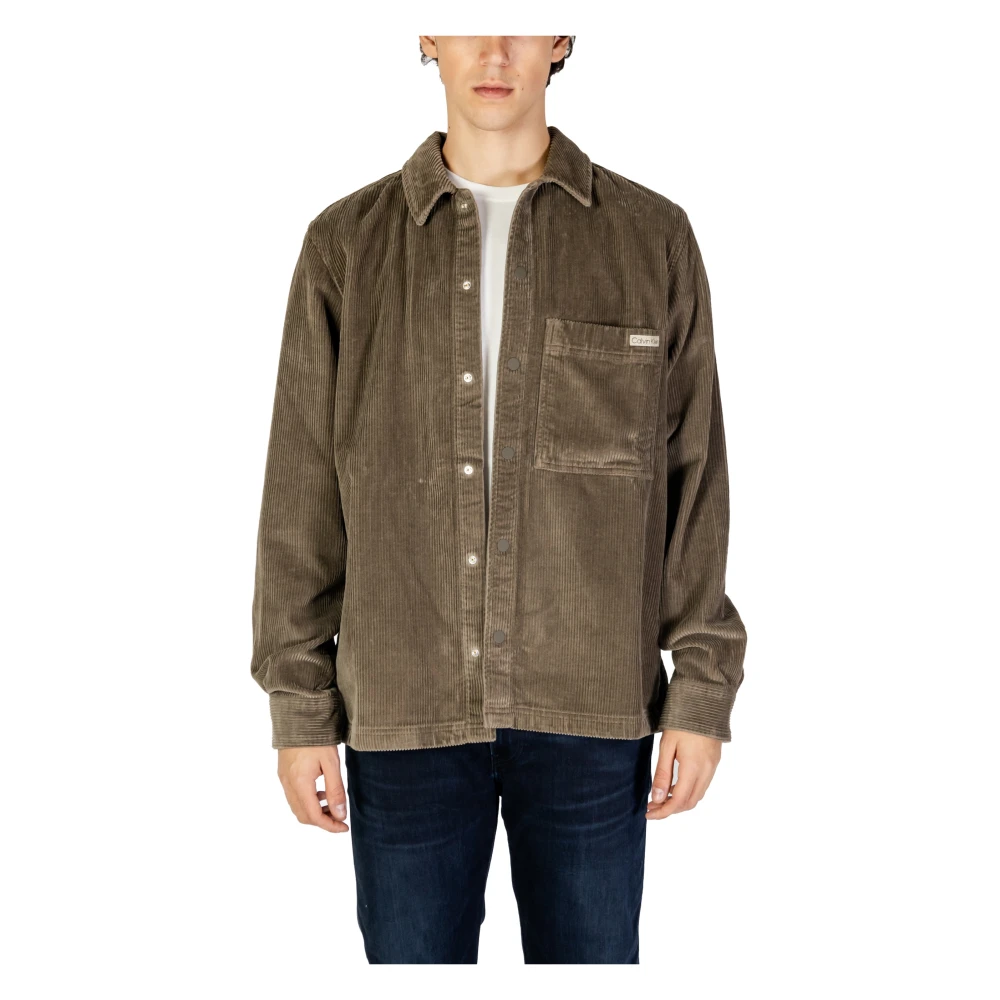 Calvin Klein Jeans Corduroy Herenoverhemd Herfst Winter Collectie Beige Heren