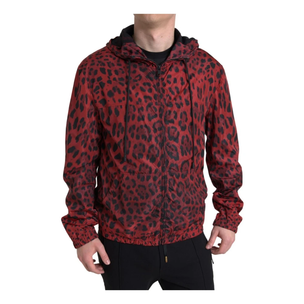 Dolce & Gabbana Men's Leopard Print Hooded Bomber Jacket